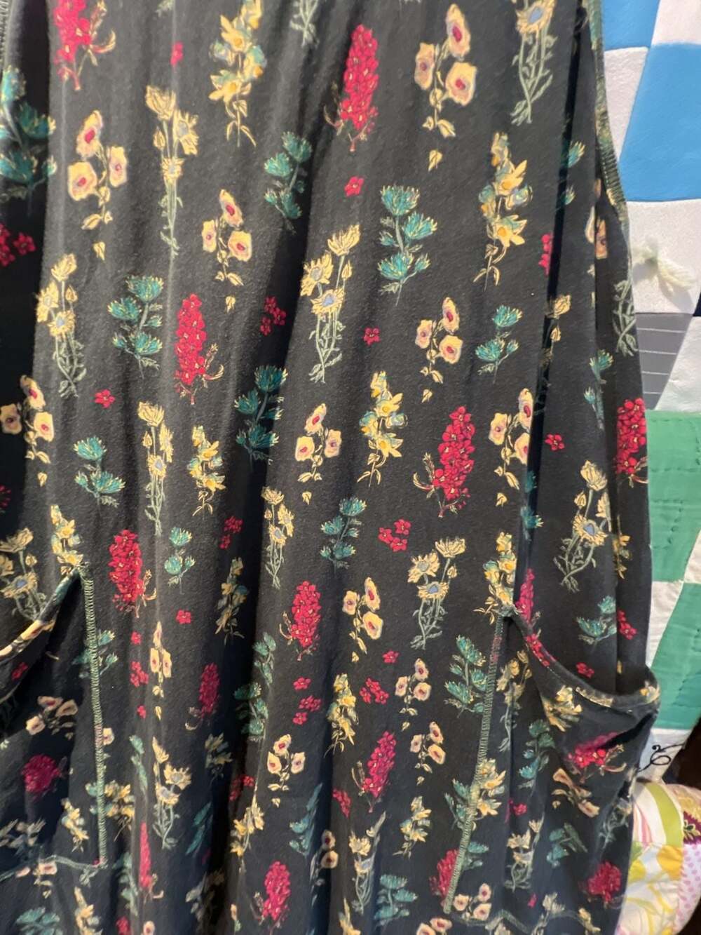 Natural Life Floral Print Washed Terry Jumpsuit L - Picture 2 of 4
